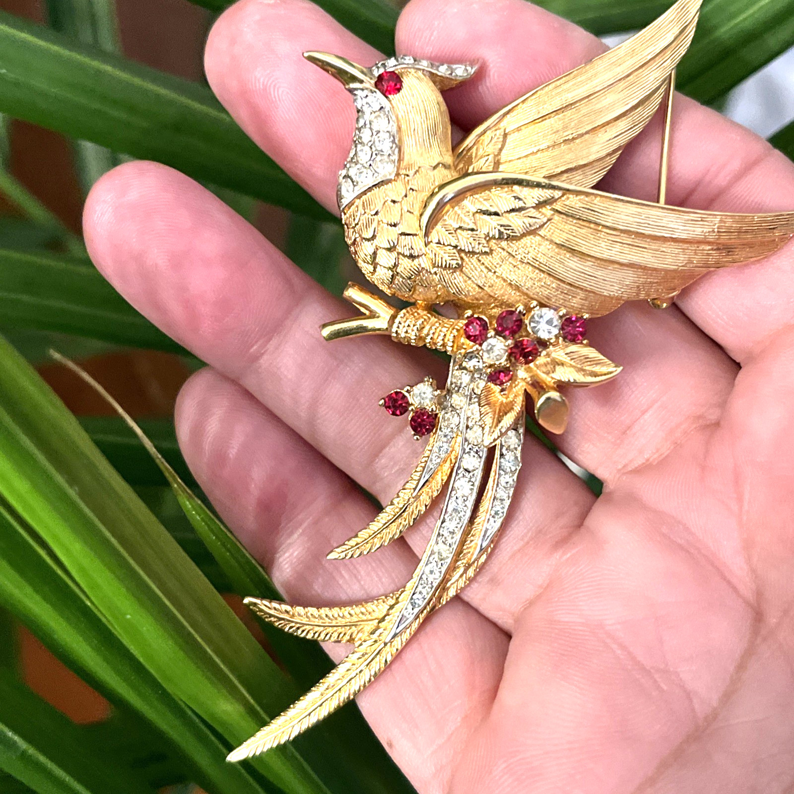 Vintage Marcel Boucher Brooch Bird of Paradise Brooch Gold Tone Plated 4″