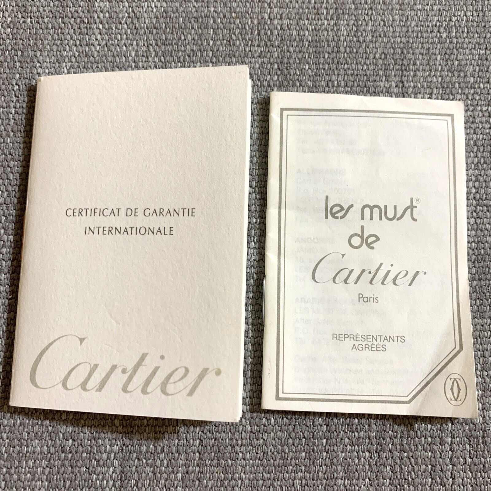 Cartier Watch All Styles Filled 1998 Certificate Warranty Booklet Leaflet Set