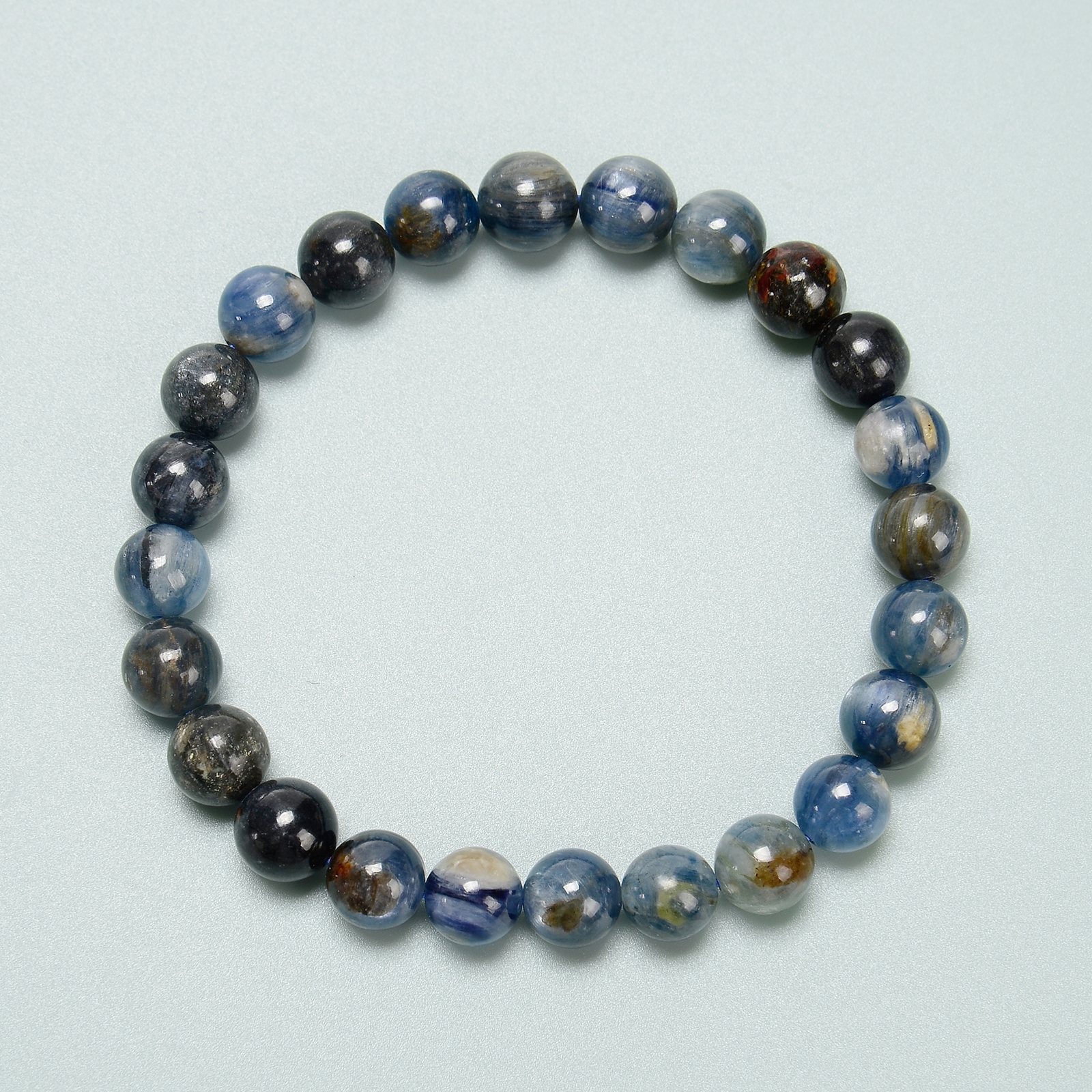 Kyanite Smooth Round Beaded Bracelet Beads Size 4mm 5mm 6mm 8mm 7.5” Length