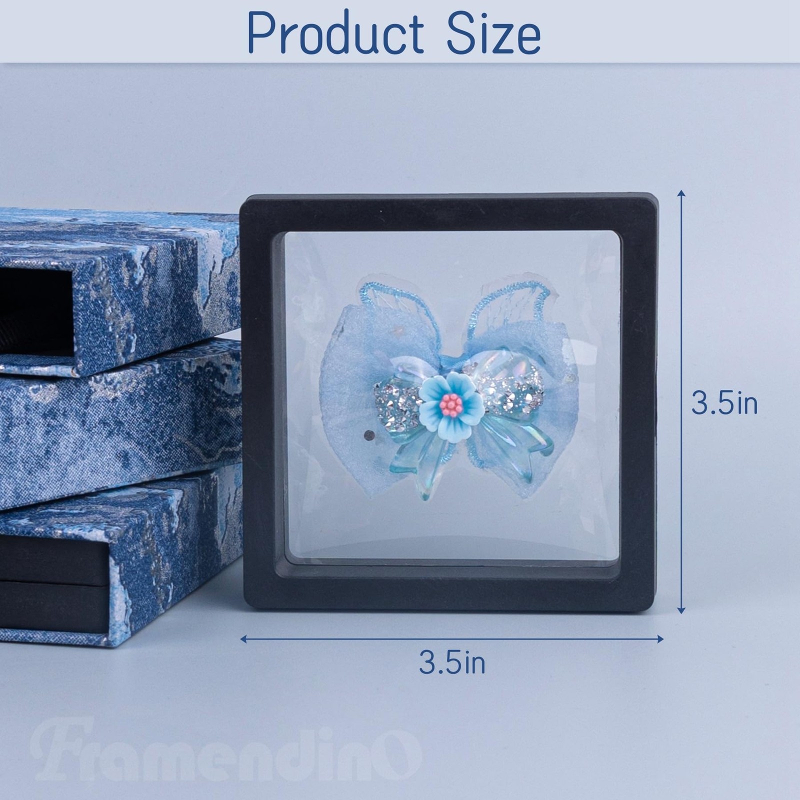 , 10 Pack 3D Floating Frame Display Case 3.5×3.5×0.8 PullOut PE Jewelry Box C…