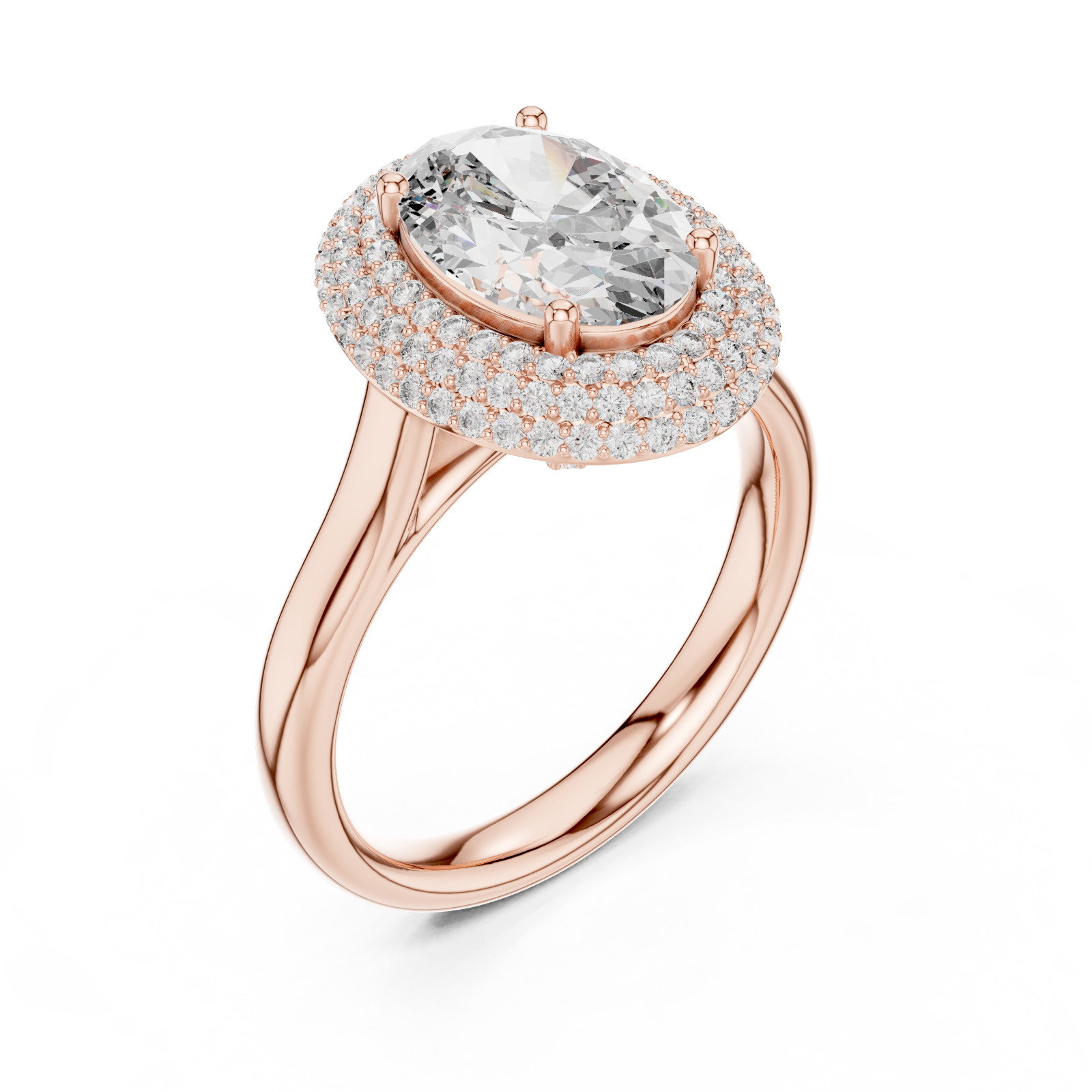 Hidden Halo 2.50 CT Oval Lab Grown Diamond Double Halo Engagement Ring