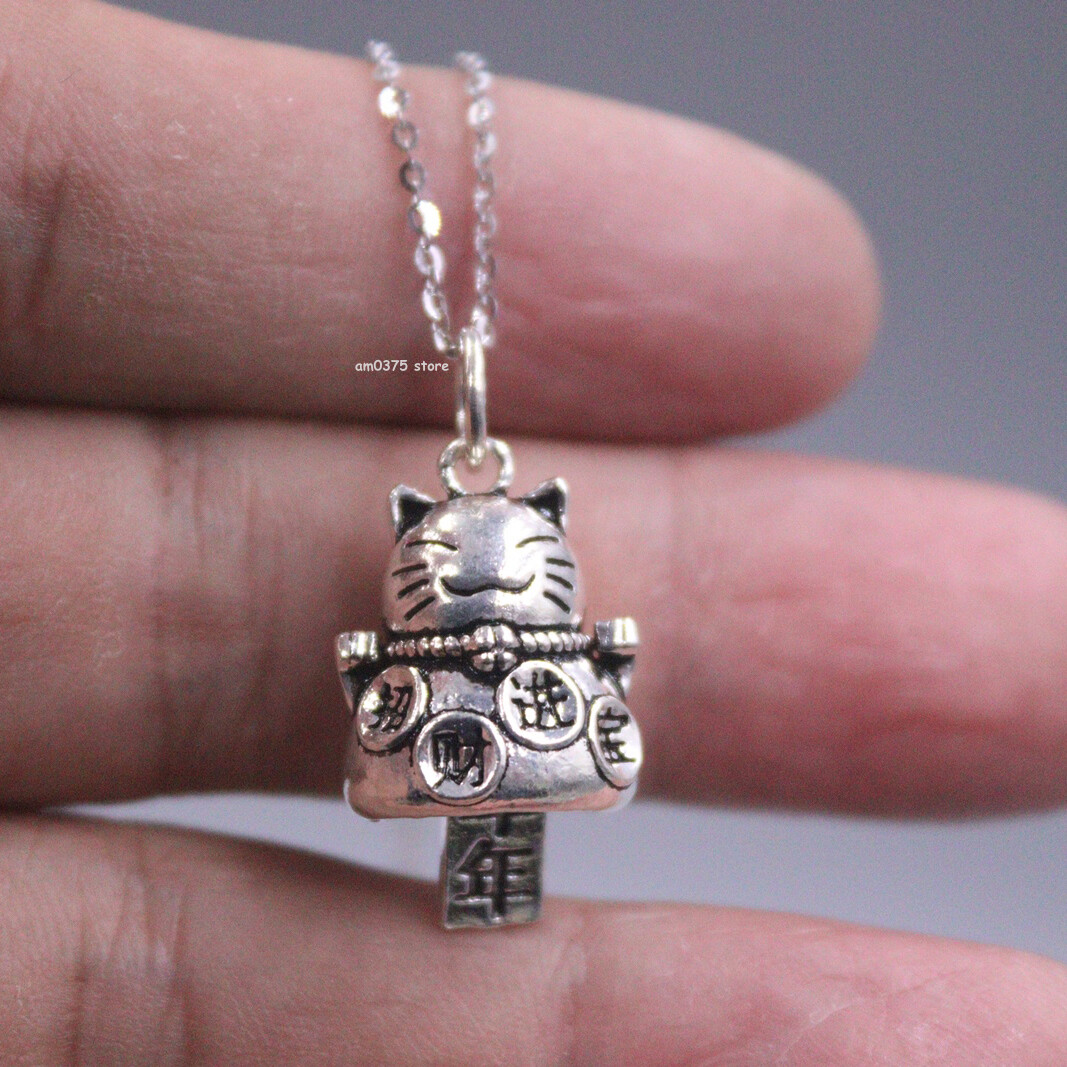 Real 925 Sterling Silver Pendant For Women Men Lucky Furture Cat Bell 28*14mm