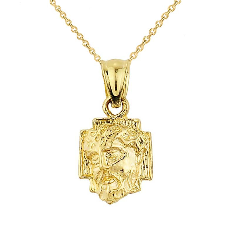 Solid Gold Jesus Face Pendant (Available in Yellow/Rose/White Gold)