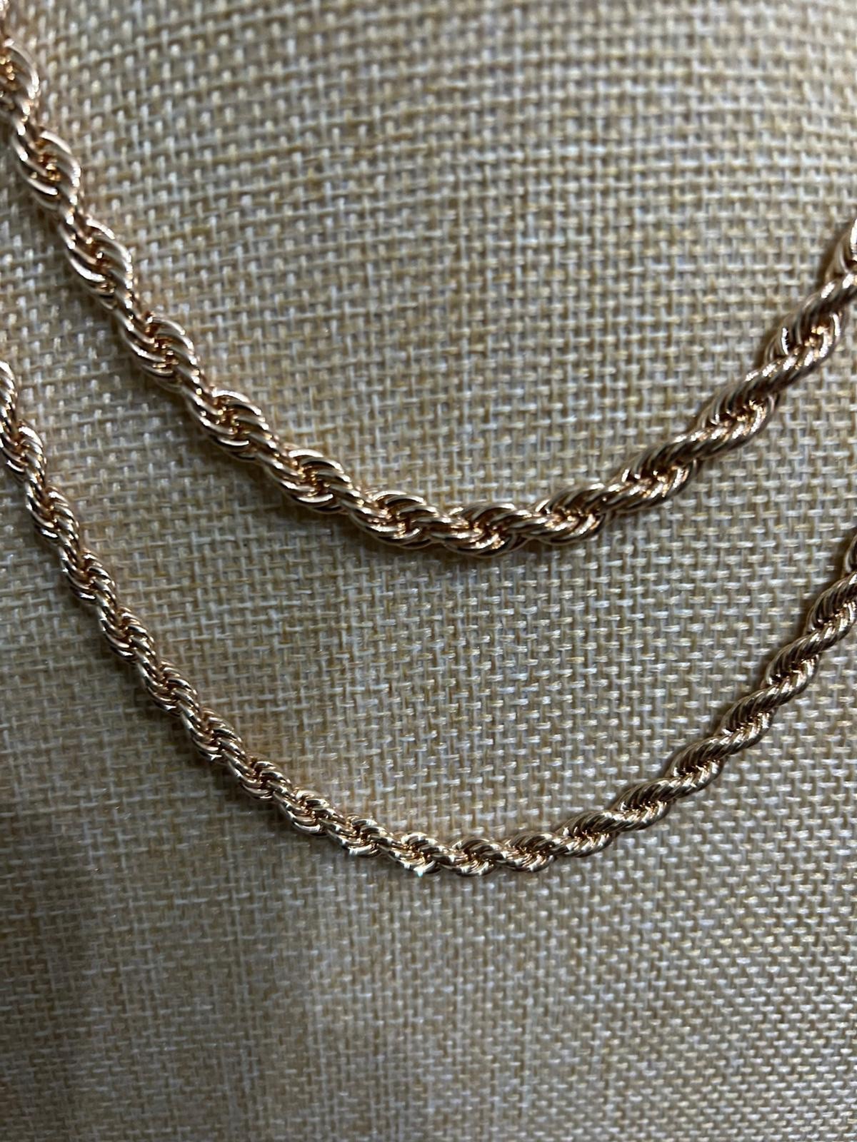 2 x Gold tone rope chain necklace New 7.5 & 9 inches each. 3 inche extension
