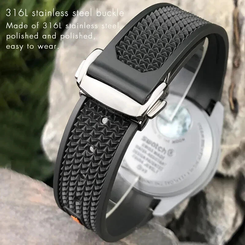 18mm 19mm 20mm 21mm Rubber Watch Band Strap Fits Omega Speedmaster MoonSwatch