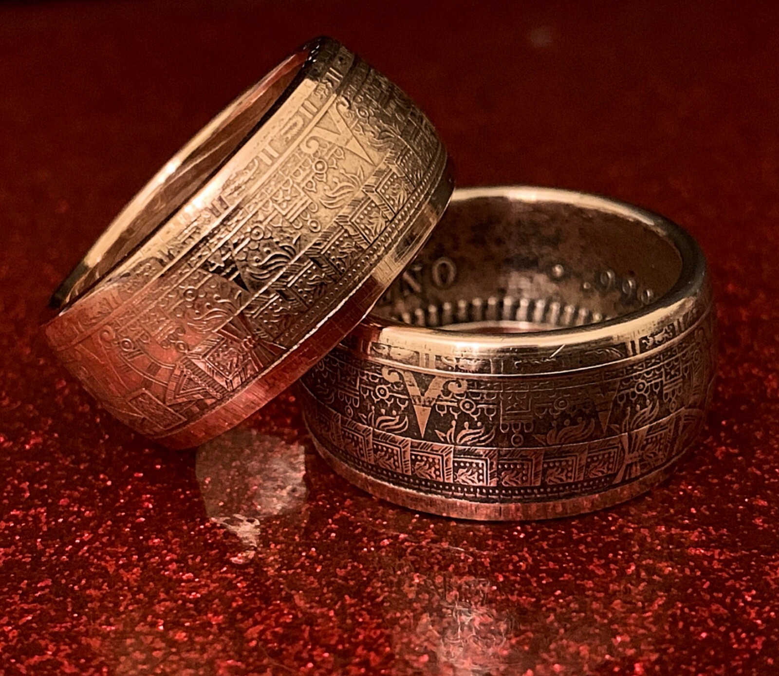 Copper Mayan Aztec Calendar Coin Ring – Solid 99% Pure Copper