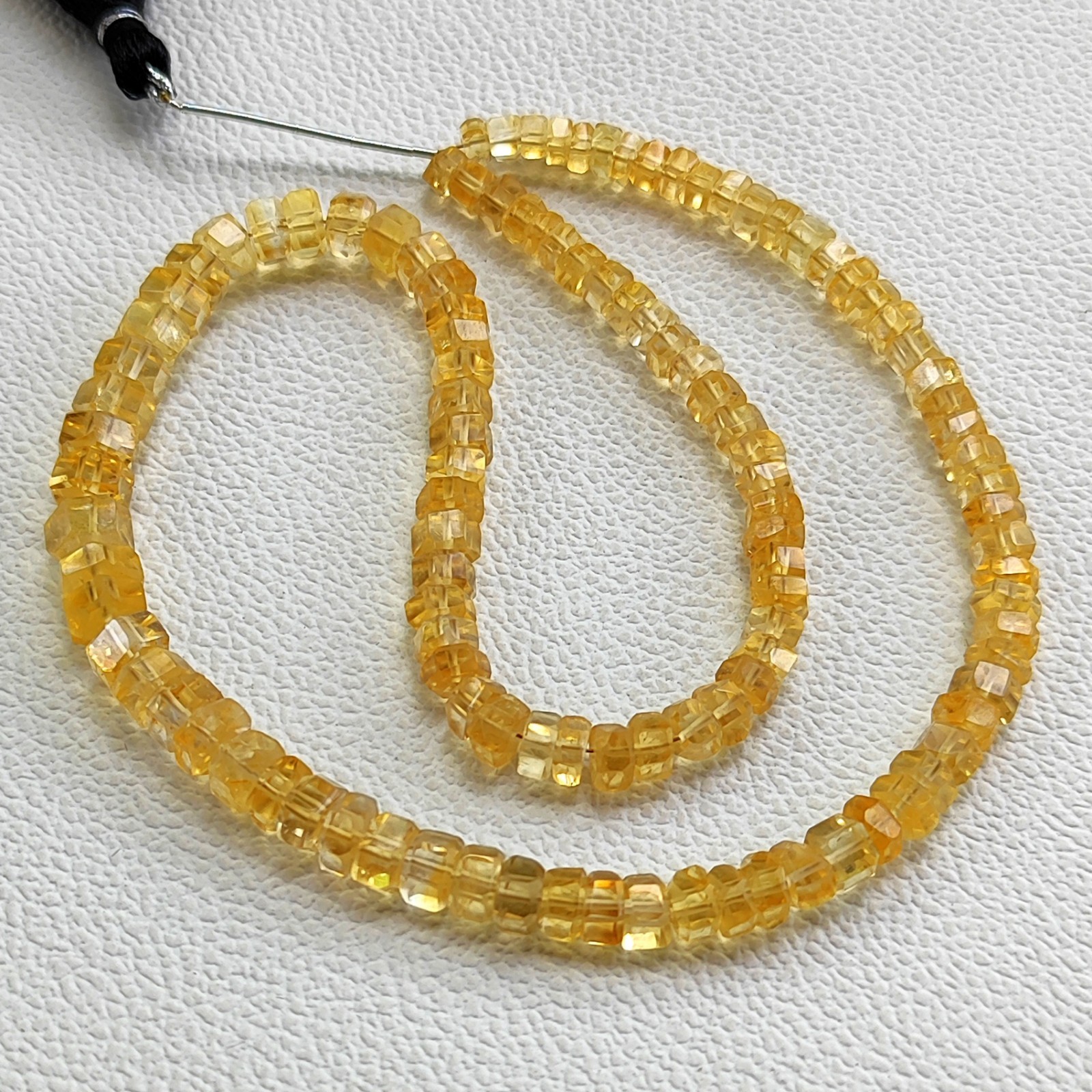 Real Golden Citrine Brazil Faceted Bolt Shape Beads 5mm-7mm 16″ Gem Strand