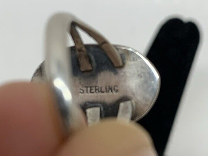VTG Navajo Ring 925 Silver Turquoise Size 6.5 Signed Sharon Cisco 1980s 3 grams