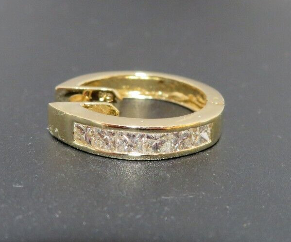 18K YG 1 PC. ONLY 6-PRINCESS CUT DIAMOND HOOOP EARRING 0.50 tcw 2.57gr(AI-2011)