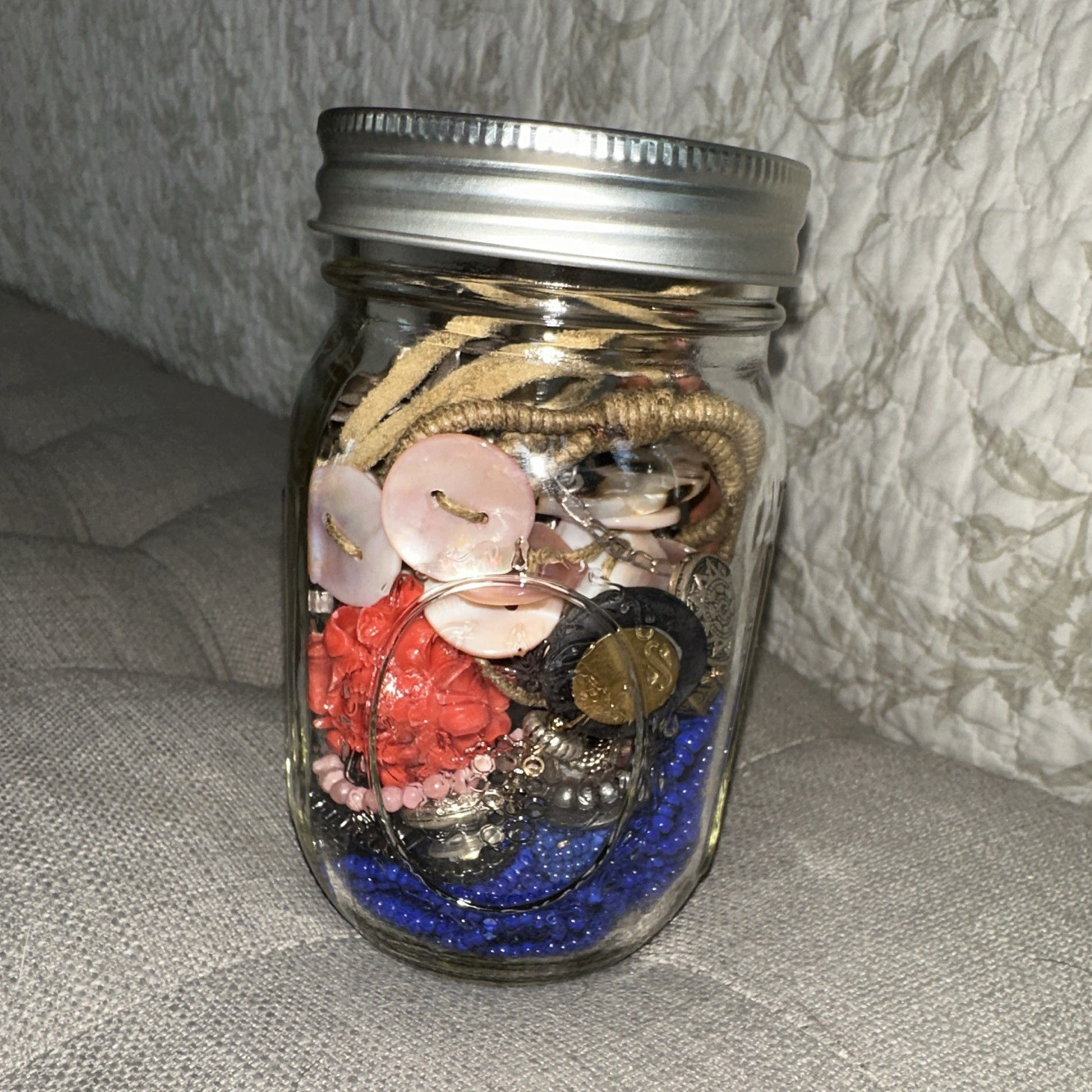 Mixed Costume Jewelry Jar Lot Multicolor what will you find?!