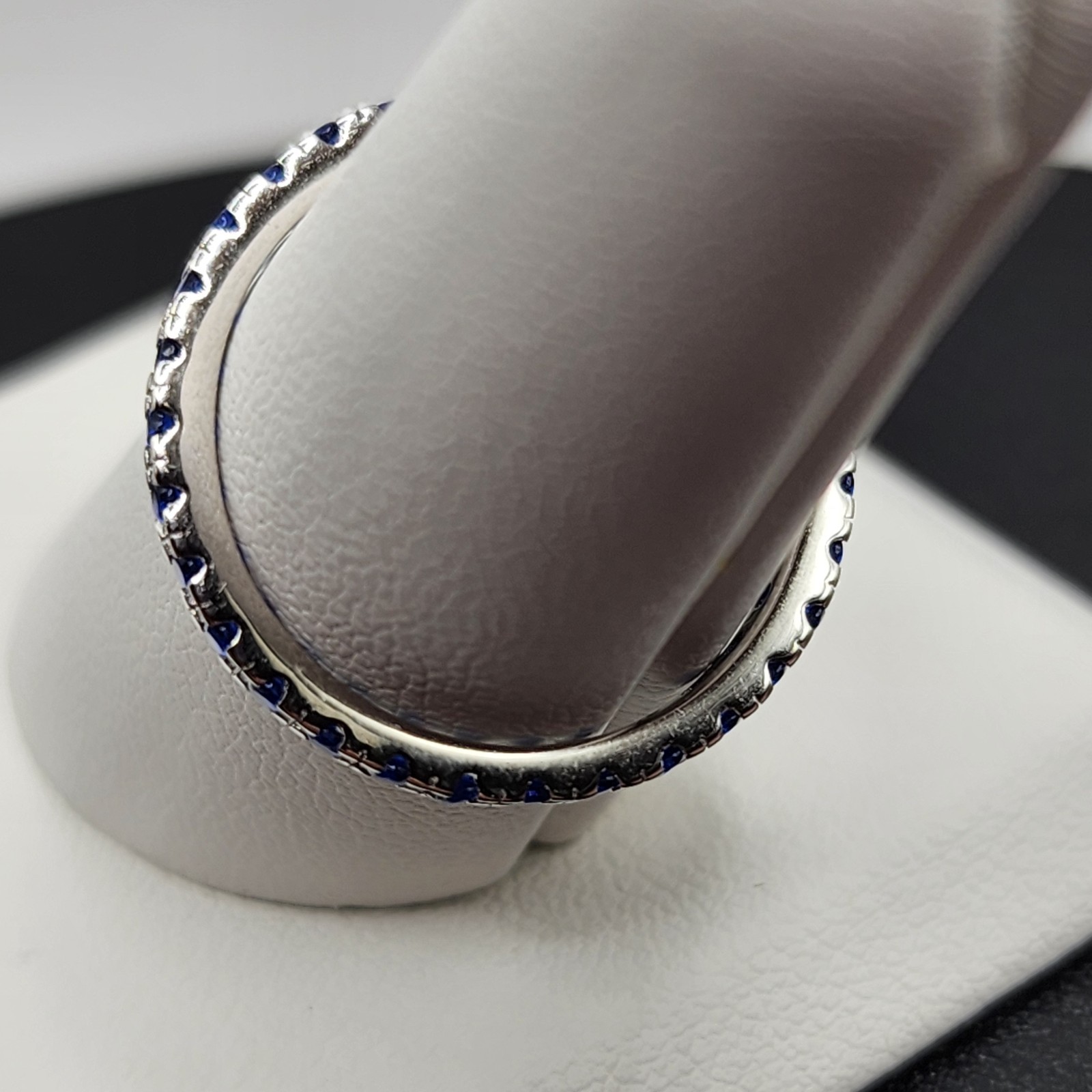 925 NEW Sterling Silver Blue CZ Eternity Band 2mm Size 7 ~FREE SHIPPING ~