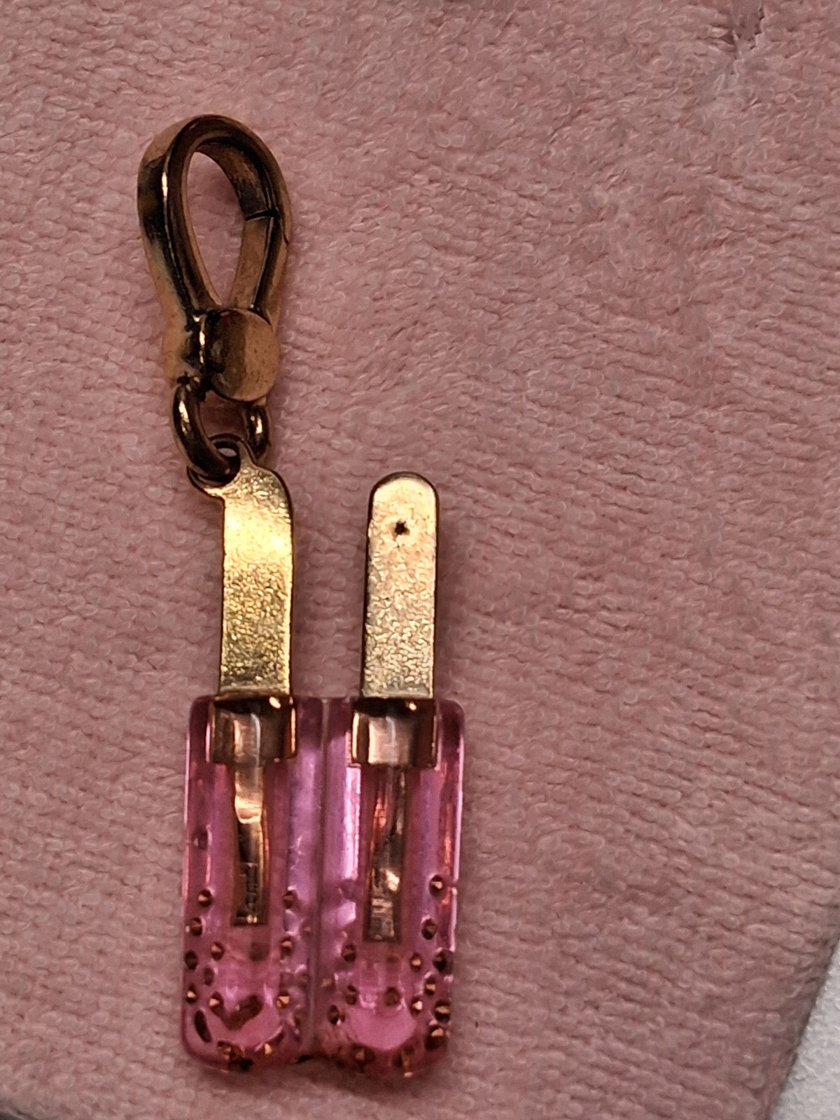 Juicy Couture Pink Popsicle Crystal Charm Pendant Gold Plated 2000’s
