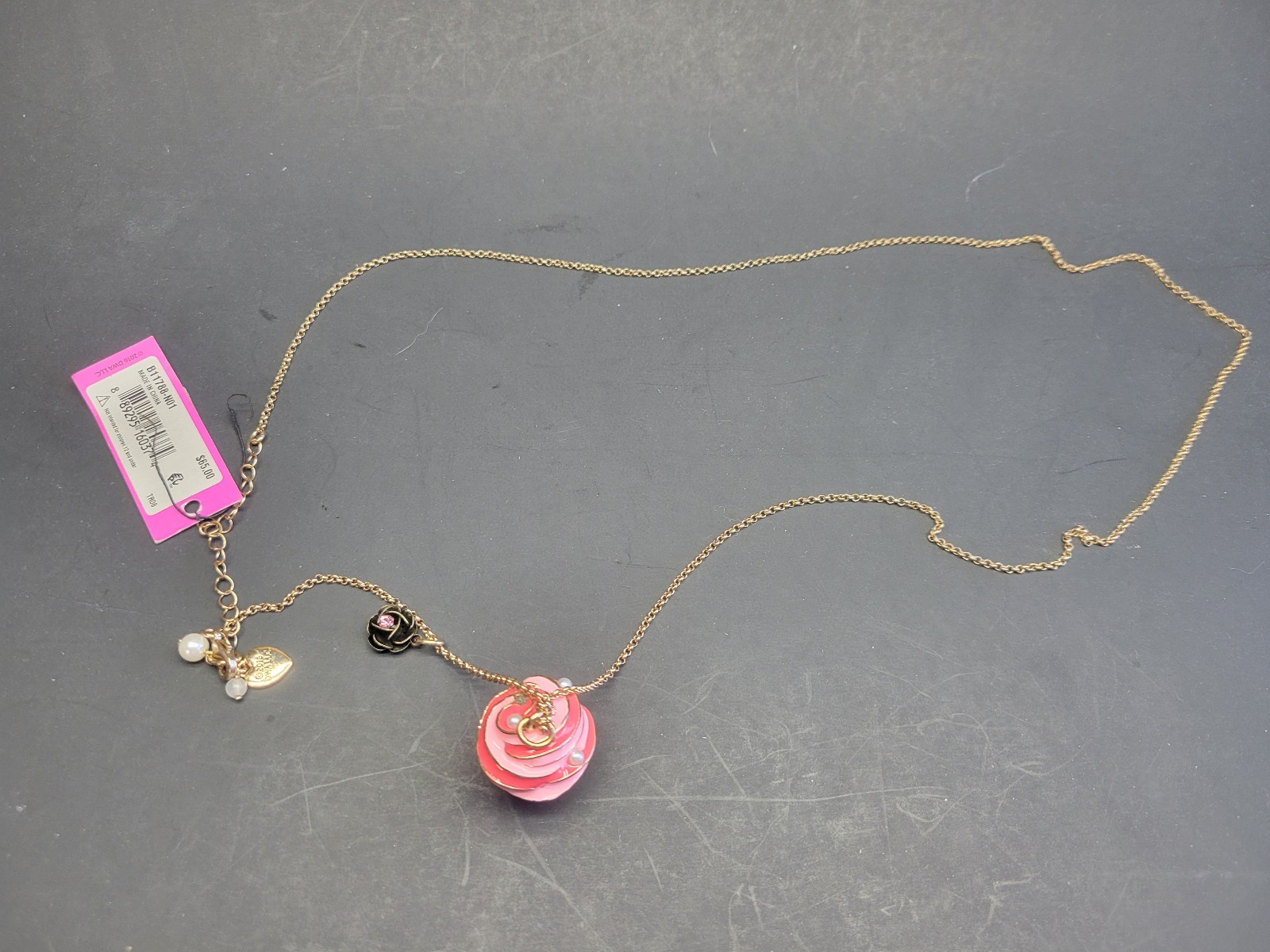Betsey Johnson Metallic Xox Trolls Cupcake Pendant ** SEE DETAILS & PICS !! **