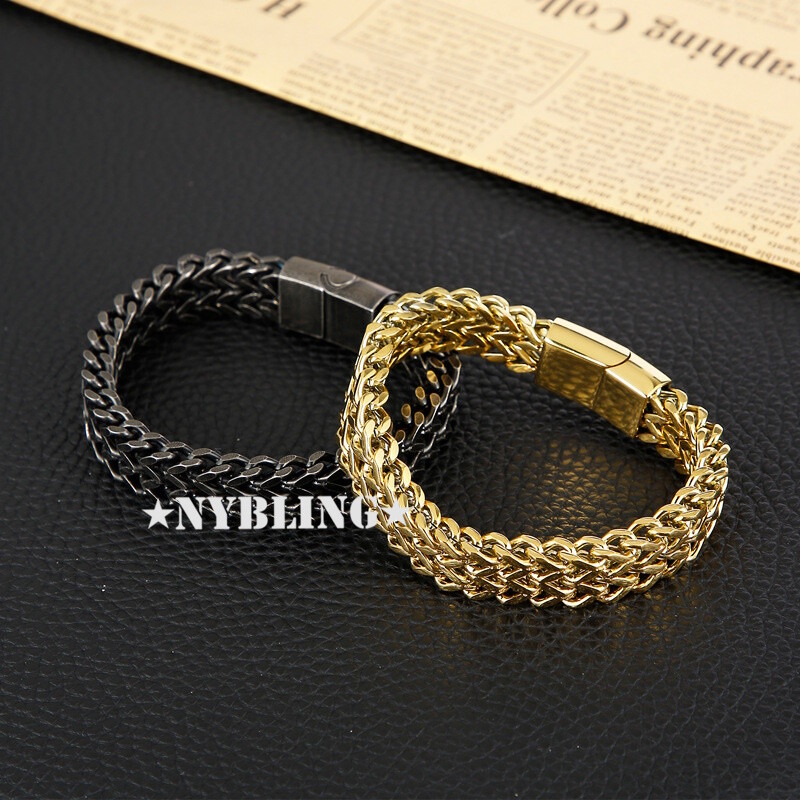 Meshed Woven Stainless Steel Bracelet Curb Chain Cuban Link Wristband Men Women