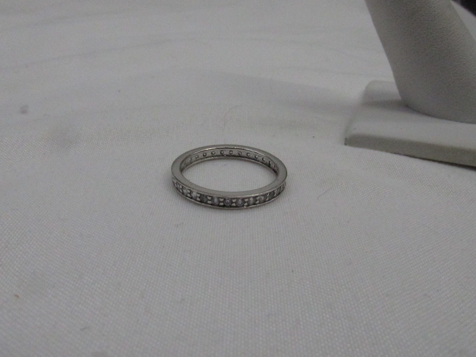 Vintage Sterling Silver Cubic Zirconia Eternity Band Style Ring Sz 8 #292
