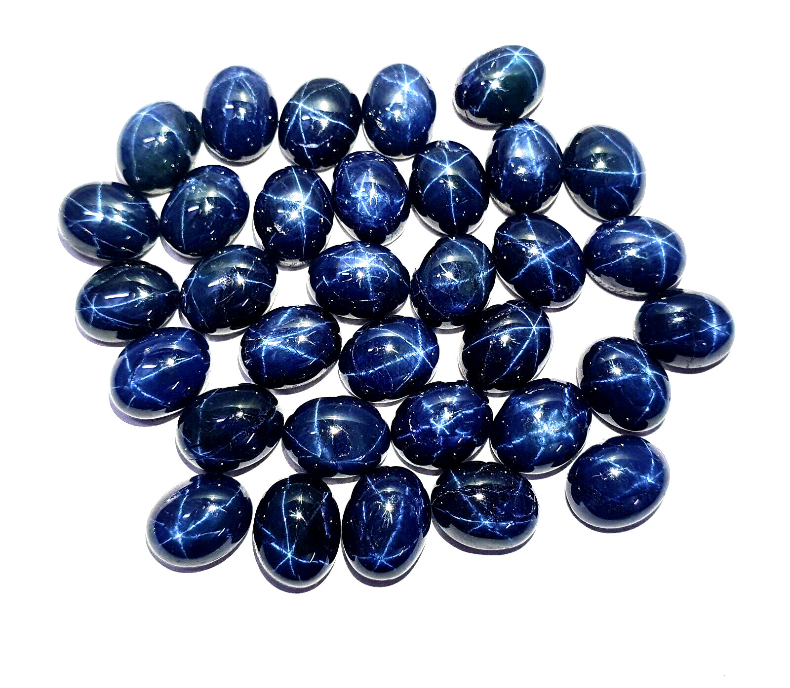 Natural Star Blue Sapphire Oval Cabochon Loose Gemstone Lot 4 Pcs 7*9 MM 12 CT