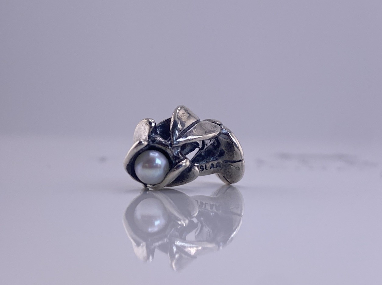 Trollbeads Bindweed of September Bead Pearl Sterling Silver Flower Charm New