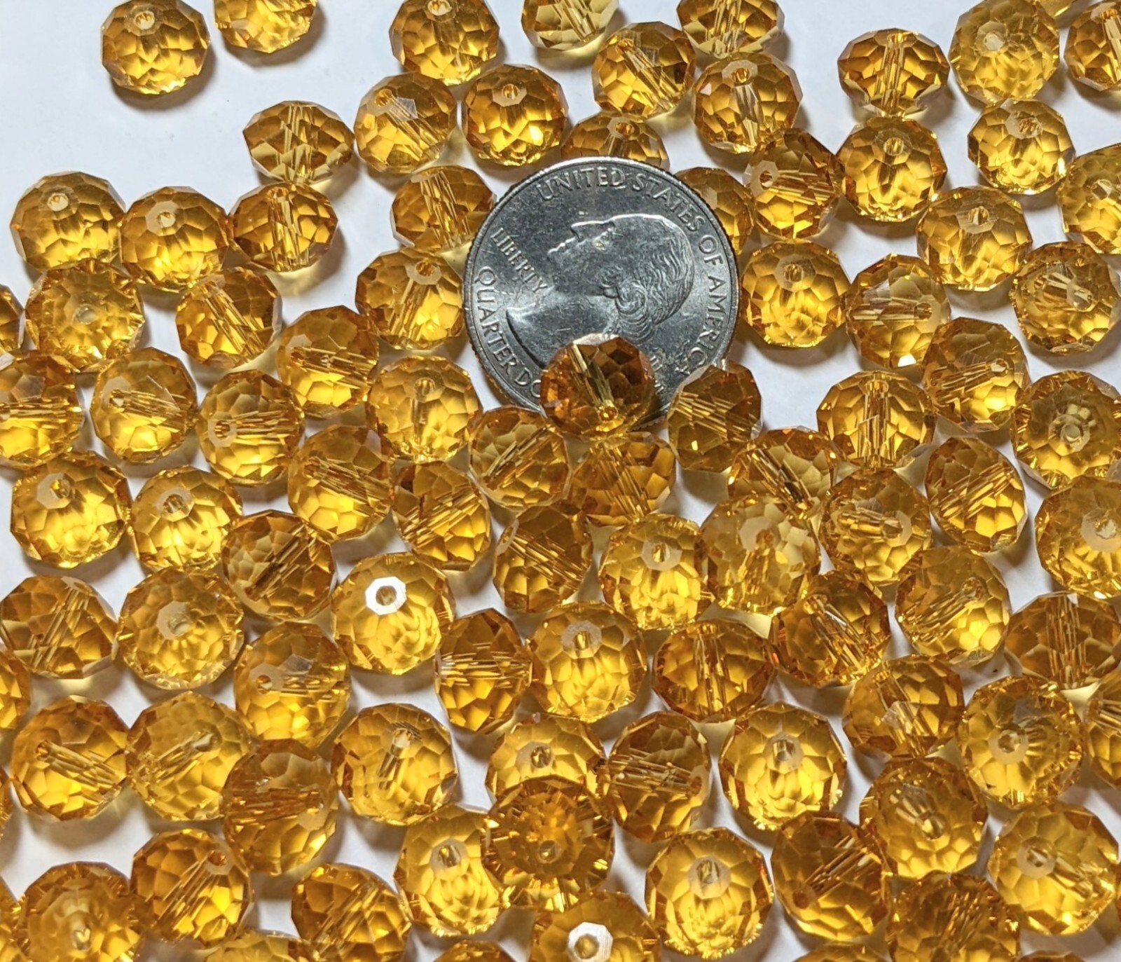 Crystal Beads 8mm Beads for Jewelry Making Bulk 180 pcs Yellow Roundelle