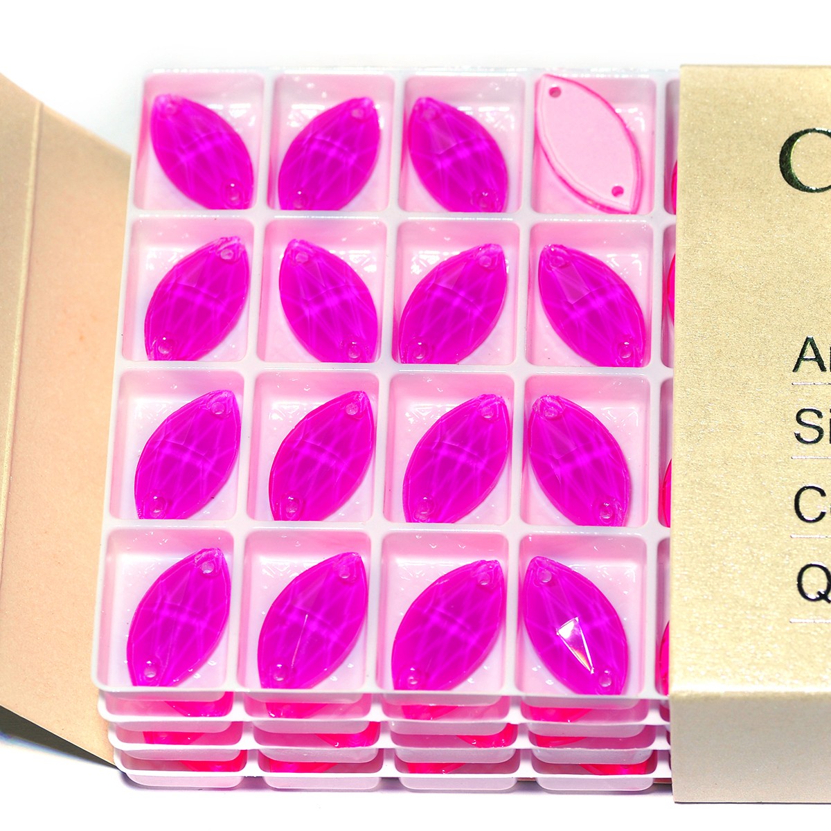 Navette Neon Edges with chamfers Cosmic Crystal Sew On Rhinestones Flat Back St