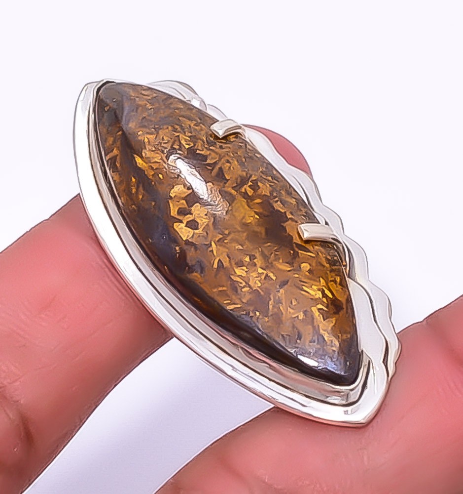 Bronzite Jasper – Africa Gemstone Silver Handmade Israeli Pendant 1.76″ A398
