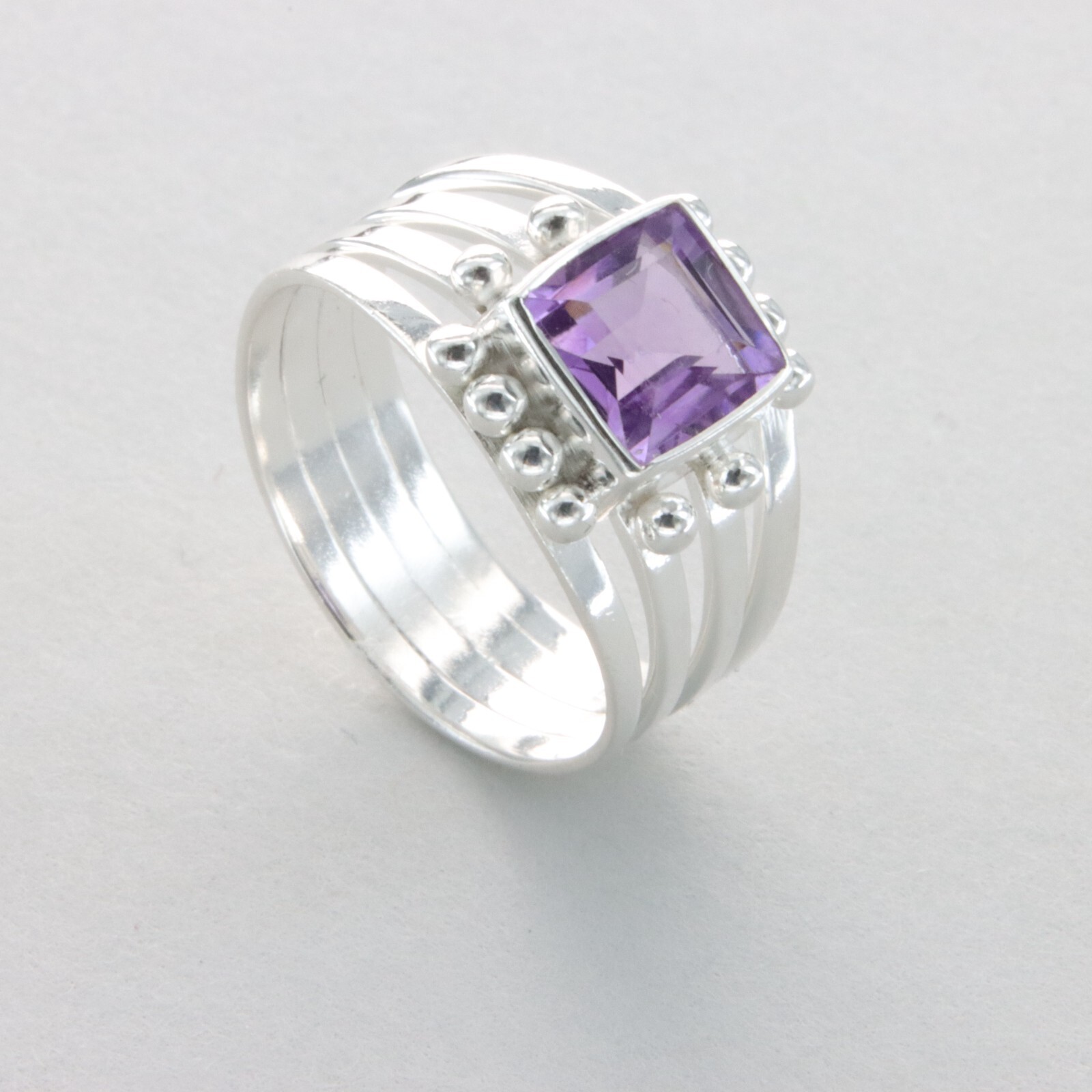 Square / Rectangle AMETHYST Ring – Multiple Sizes – 925 STERLING SILVER #9e