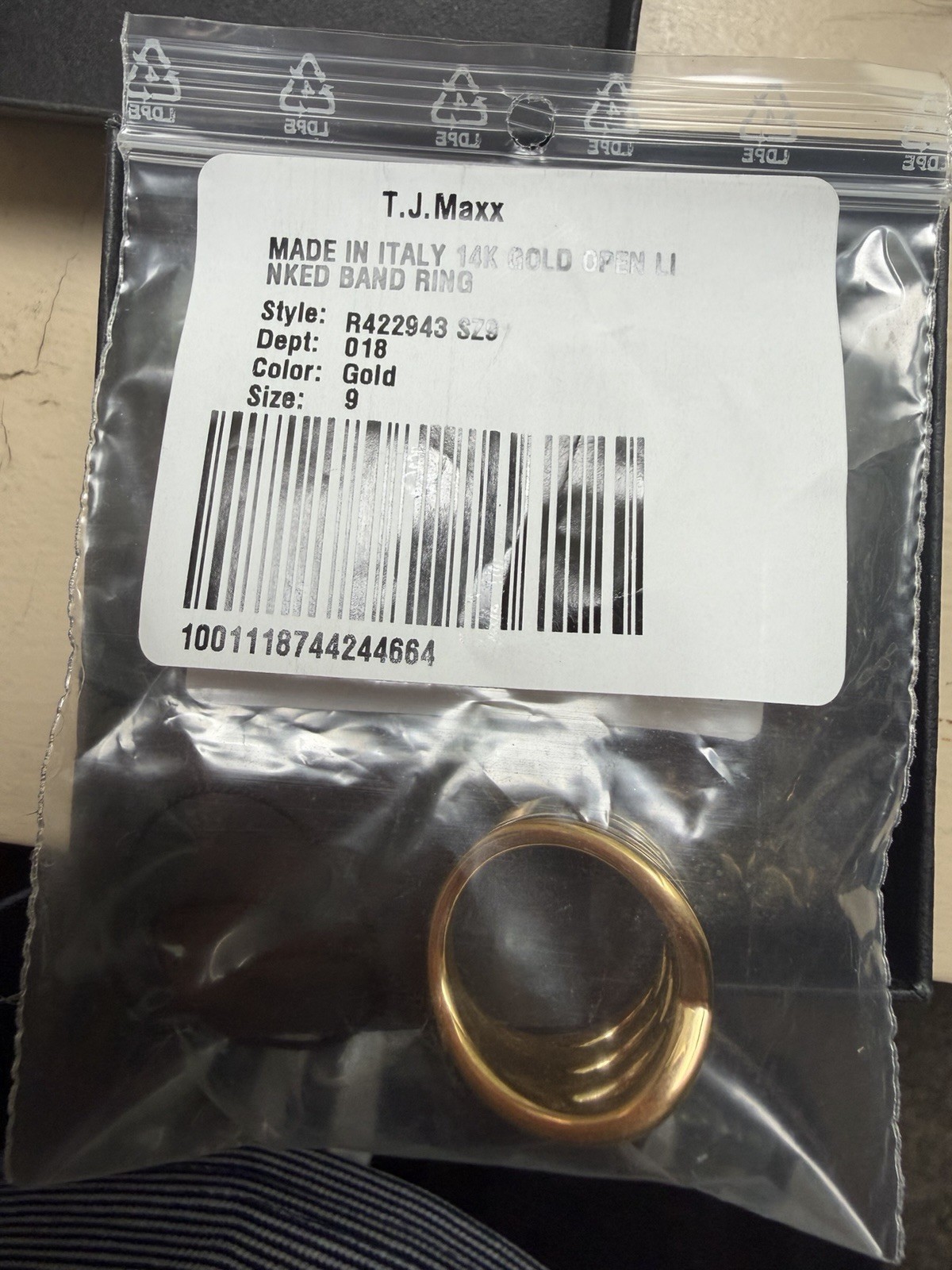 Authentic Milor 14K Gold Electroform Open Link Statement Ring – Made in Italy A