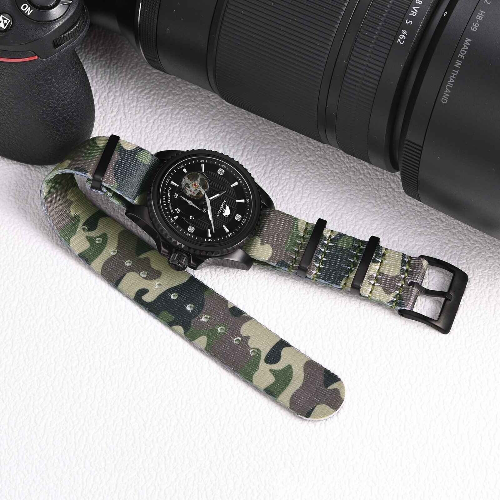 BISONSTRAP Nylon Watch Band One Pieces Watch Strap 18mm 20mm 22mm Breatheble