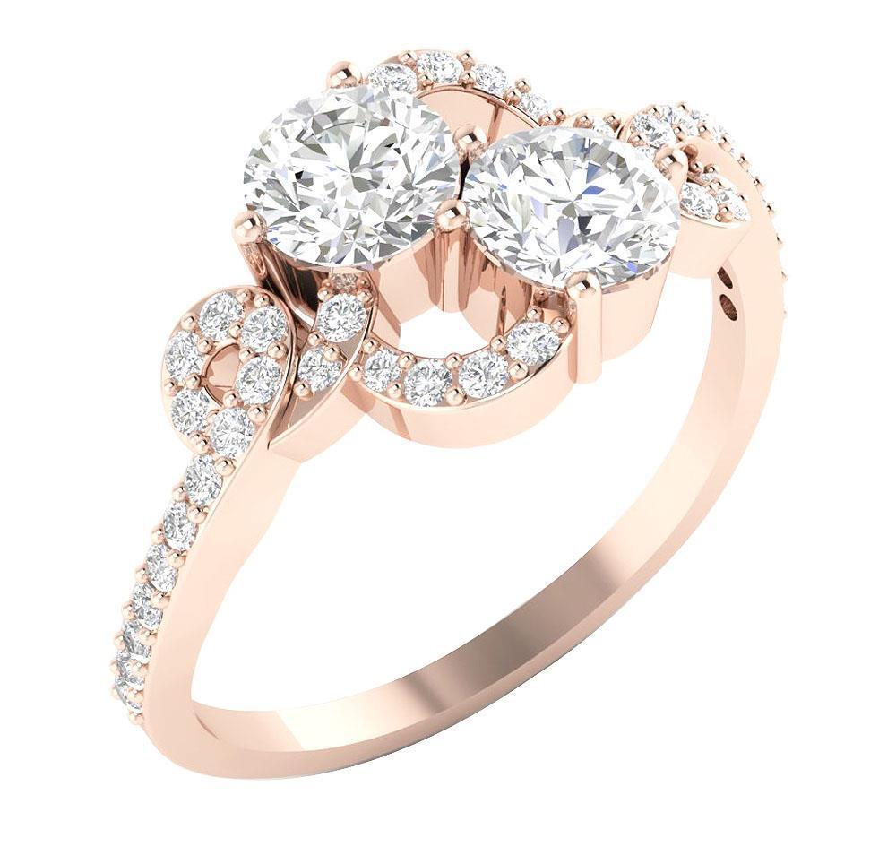 Solitaire Ring Forever Us Two Stone I1 G 1.35 Ct Natural Diamond 14K White Gold