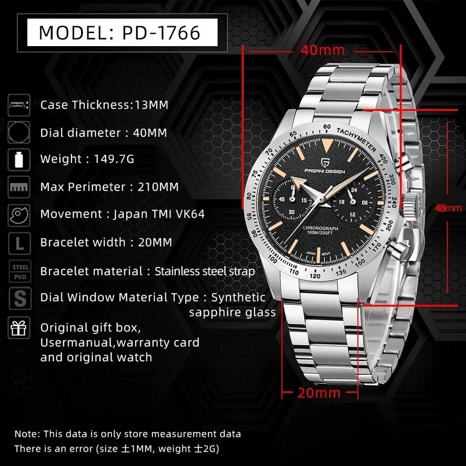 Pagani Design PD-1766 All Black Men Automatic Watch
