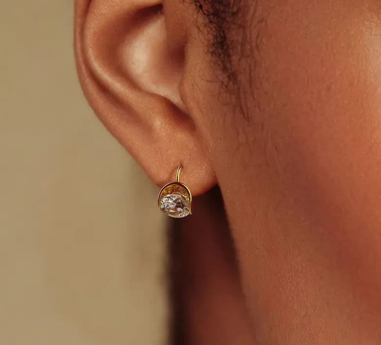 2Ct Moissanite Dangle Hoop Earrings VVS1-D Excellent Cut 14K Yellow Gold Plated