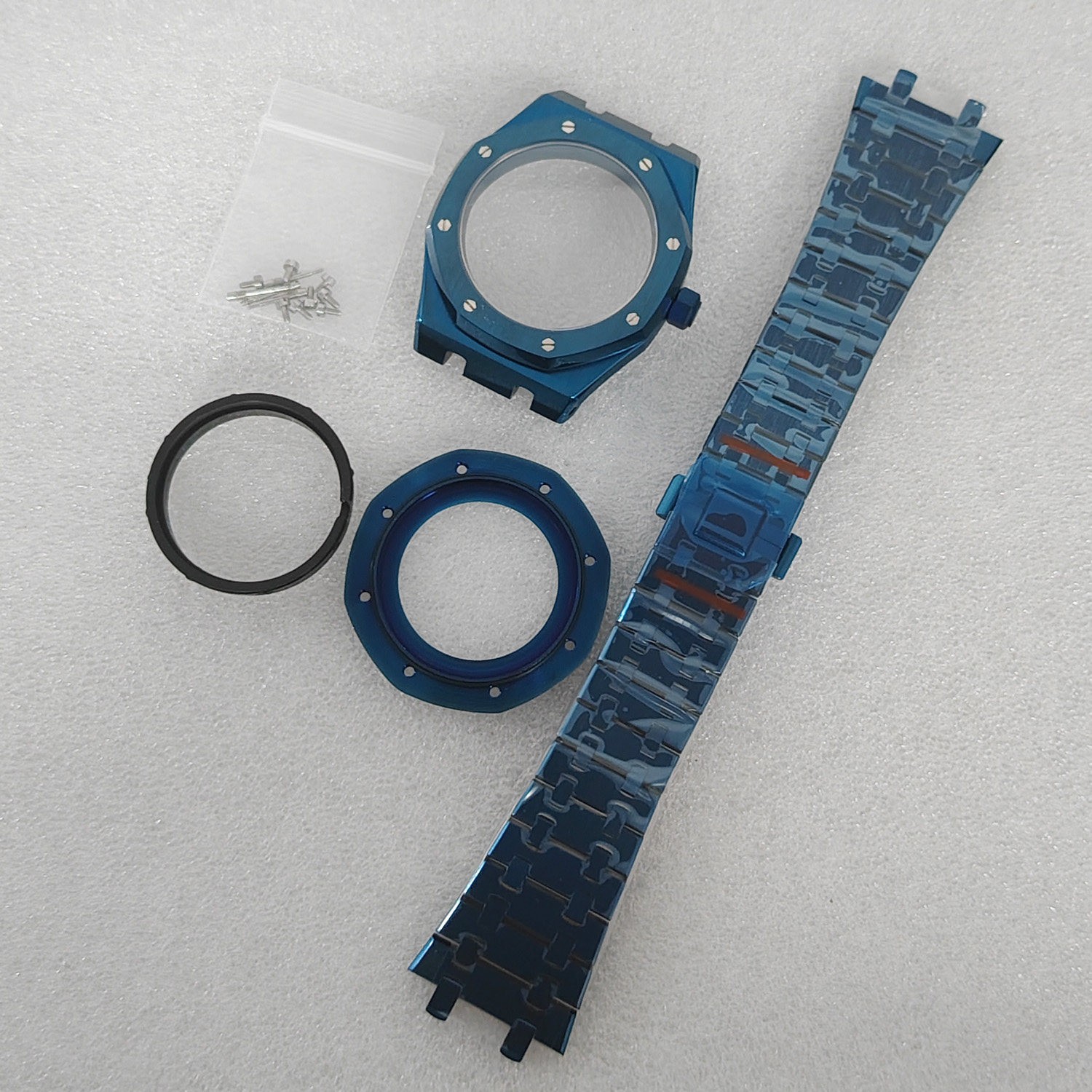 41mm Electroplate Blue Watch Case Sapphire for Nh35 Nh36 Movement 31.8mm Dial