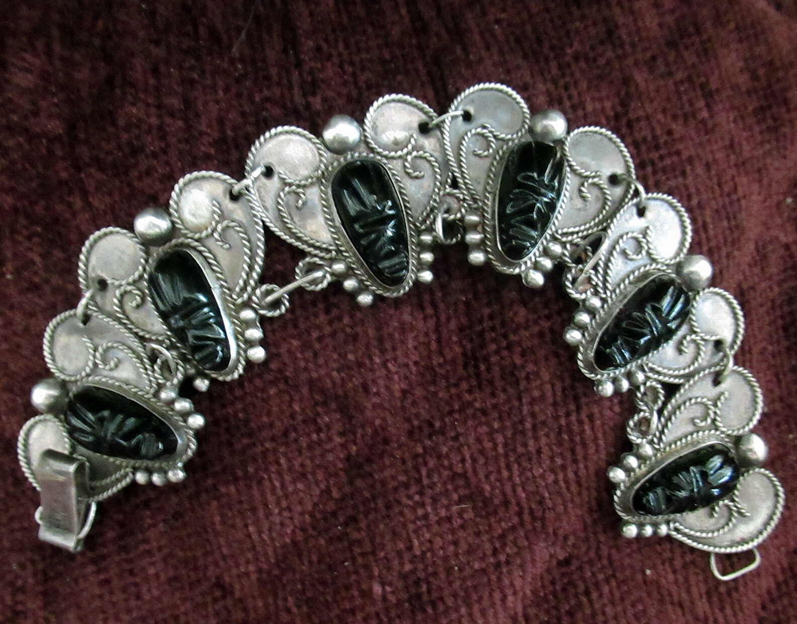 VINTAGE MEXICO STERLING BRACELET – 6 1/4 INCH WRIST, 1 INCH WIDE