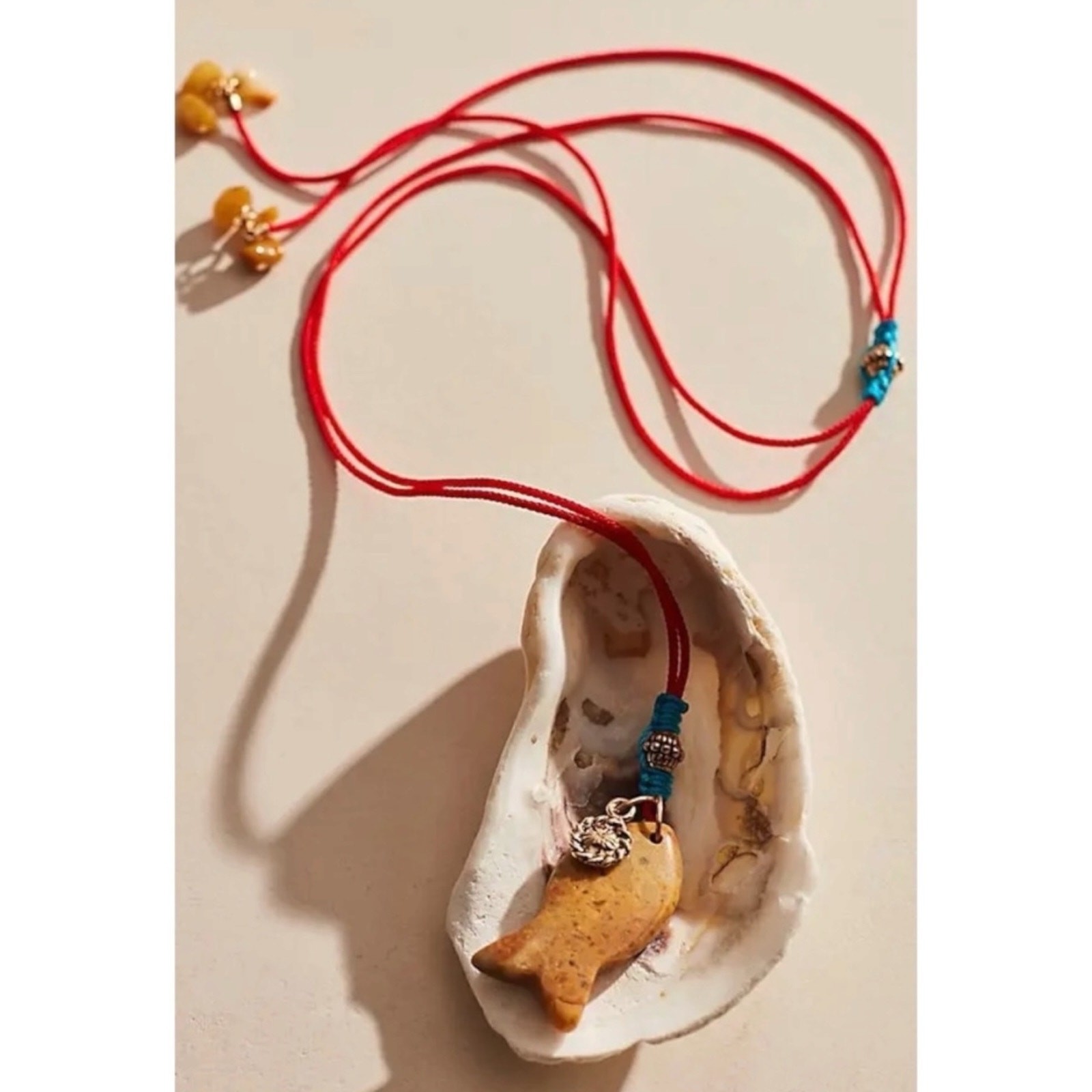 Free People Bohemian Beachy Artsy Odele Pendant Necklace in Fish NWT