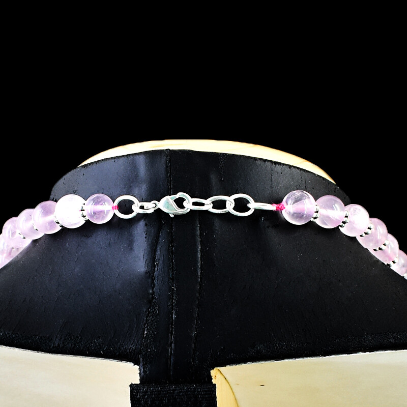 465.00 Cts Earth Mined Single Strand Pink Rose Quartz Beads Necklace NK 19E141