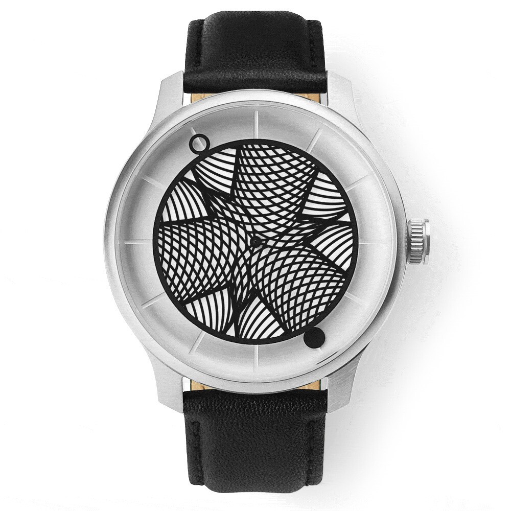 Humism Eidos Automatic Steel Sapphire White Black Leather 3D Unisex Watch