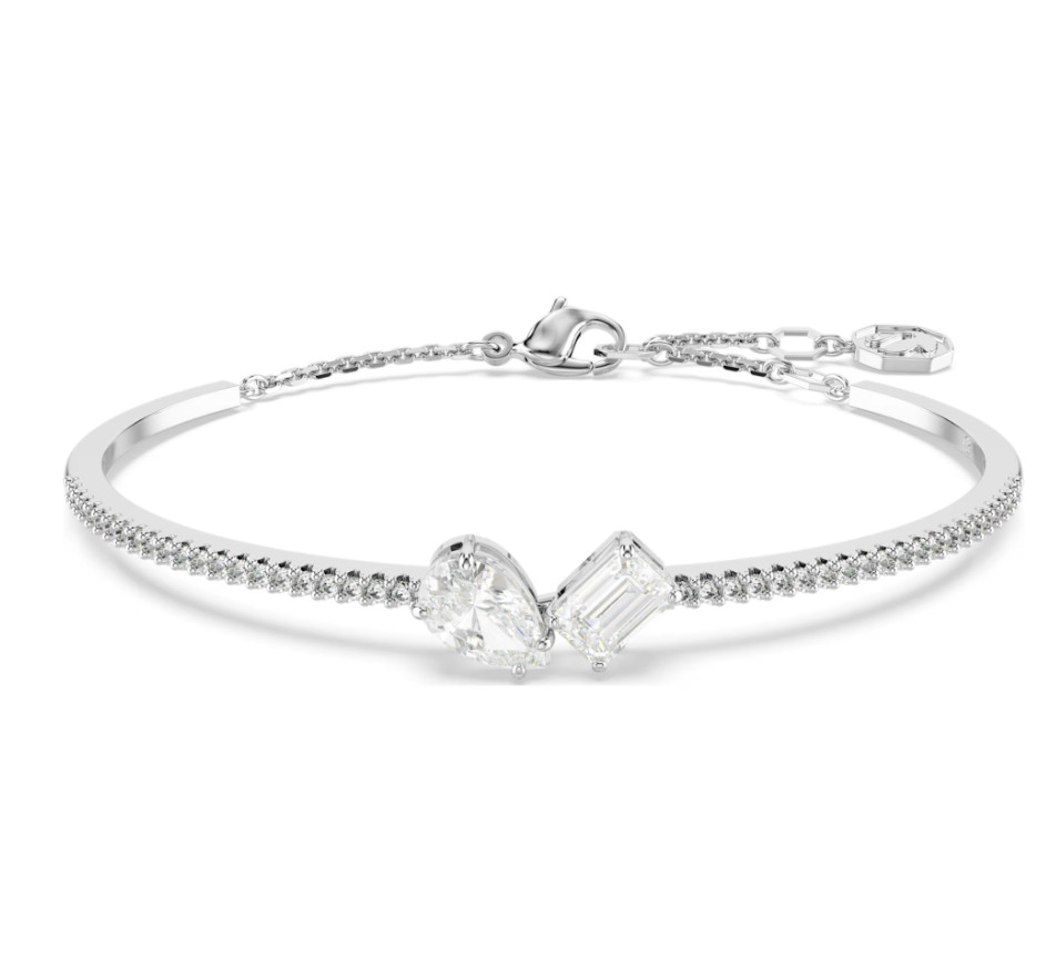 Swarovski Mesmera bangle Mixed cuts, White, Rhodium plated