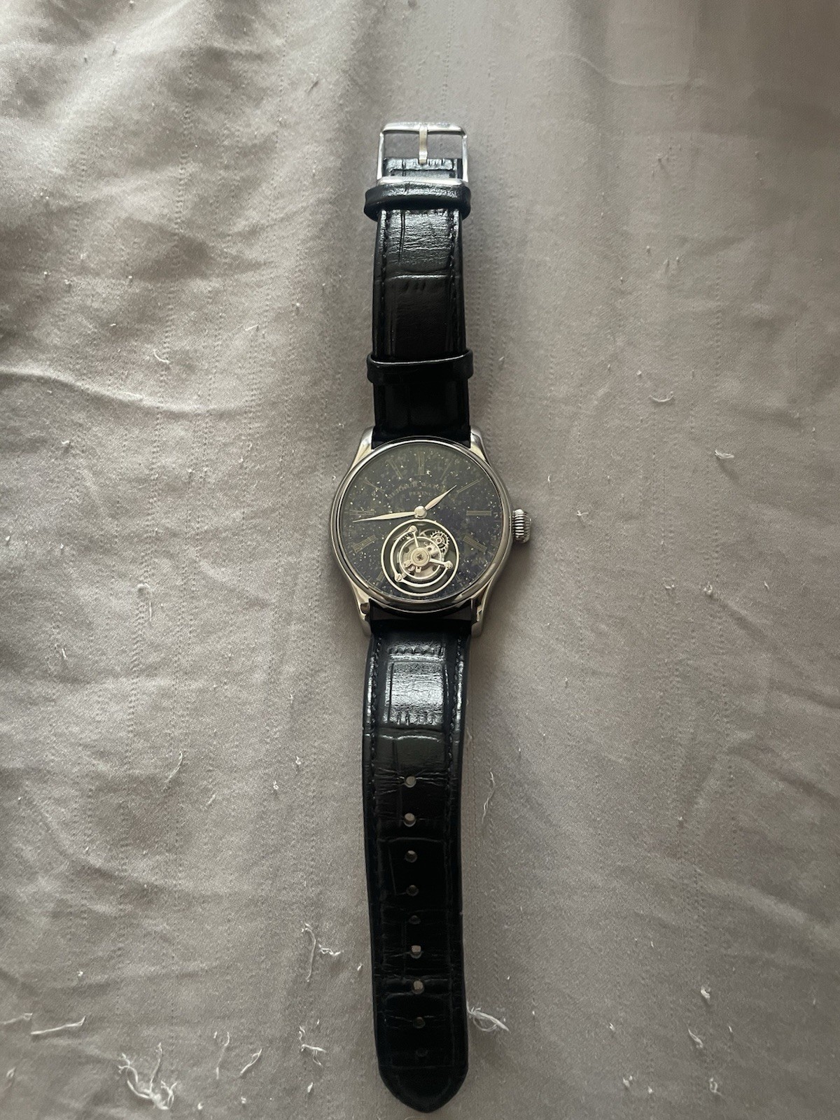 Merkur Tourbillon Watch Men’s Lapis Lazullia Roam Dial Mechanical Wristwatches