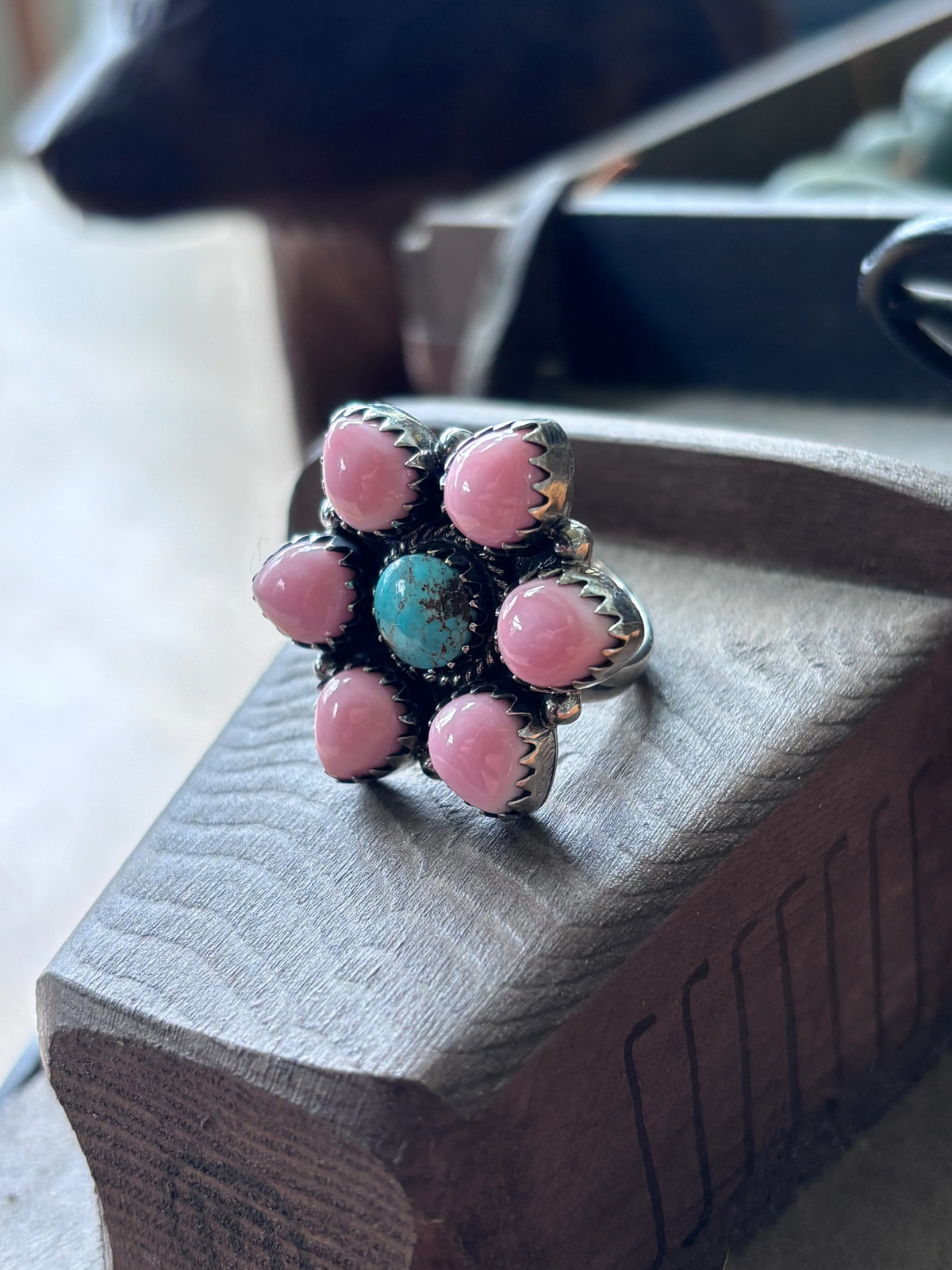 Pink Conch Flower Ring Size 6 | 925 Sterling Silver A104