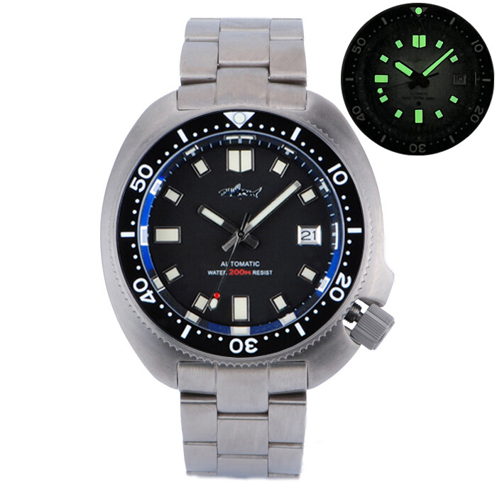 Heimdallr Sharkey TITANIUM Turtle 6105 Willard NH35 Dive 200M Automatic Watch C3