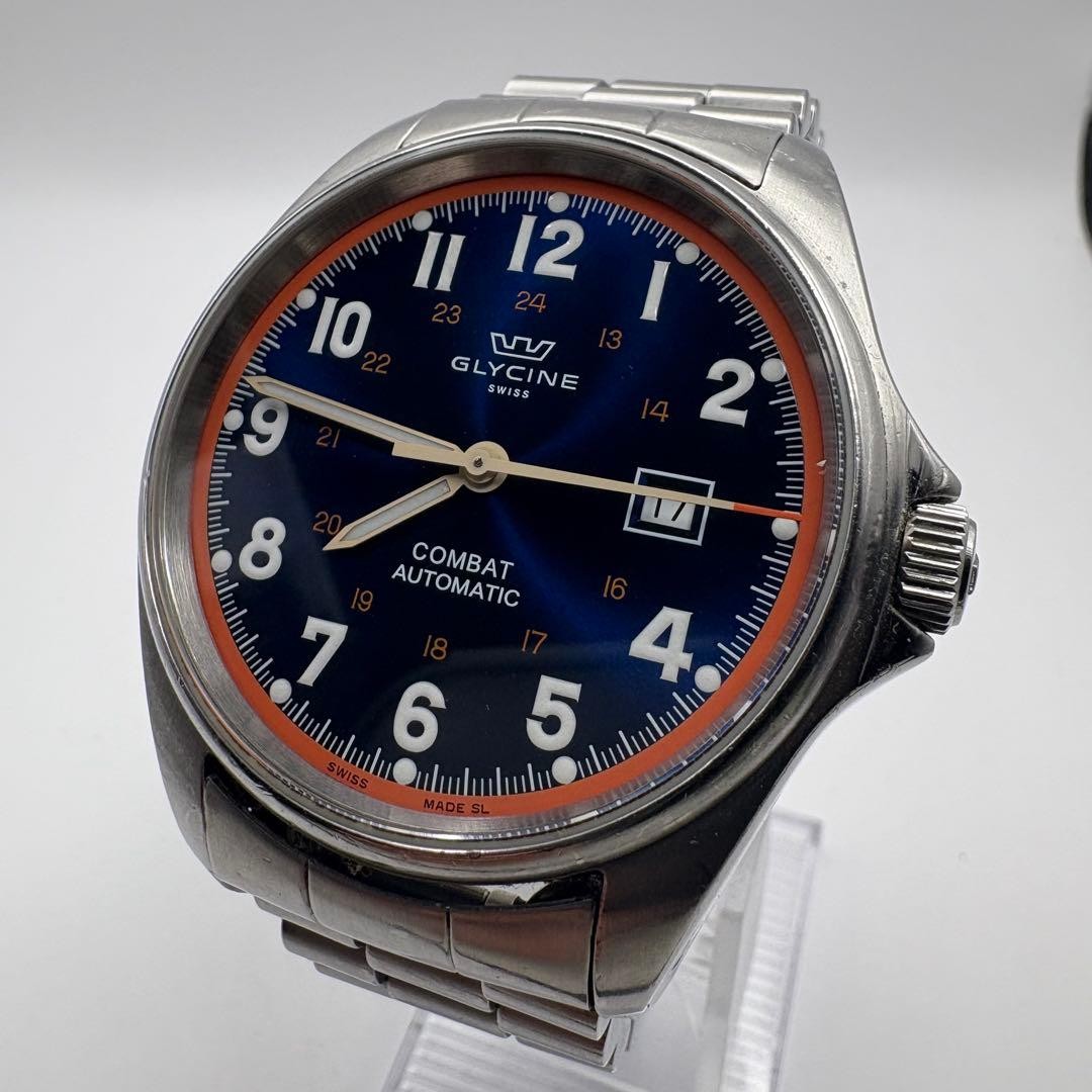 Glycine Combat 3868 Automatic Black Dial Steel Bracelet Sapphire Exhibition