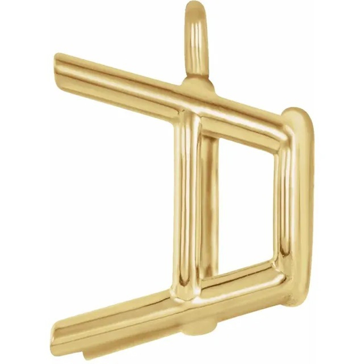 14K Yellow Gold Dangle Setting Princess Cut 4 Prong Basket Designed Mounting USA