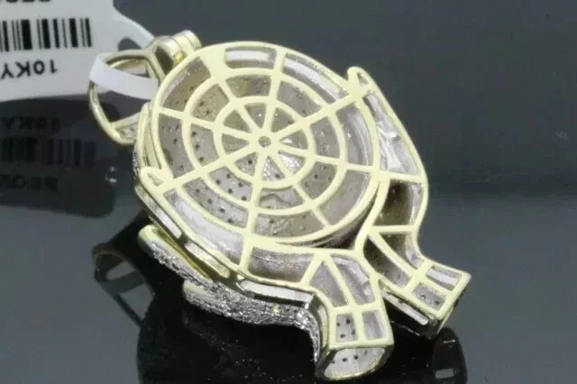 2.80Ct Round Cut Moissanite Men’s World Globe Map Pendant 14K Yellow Gold Plated