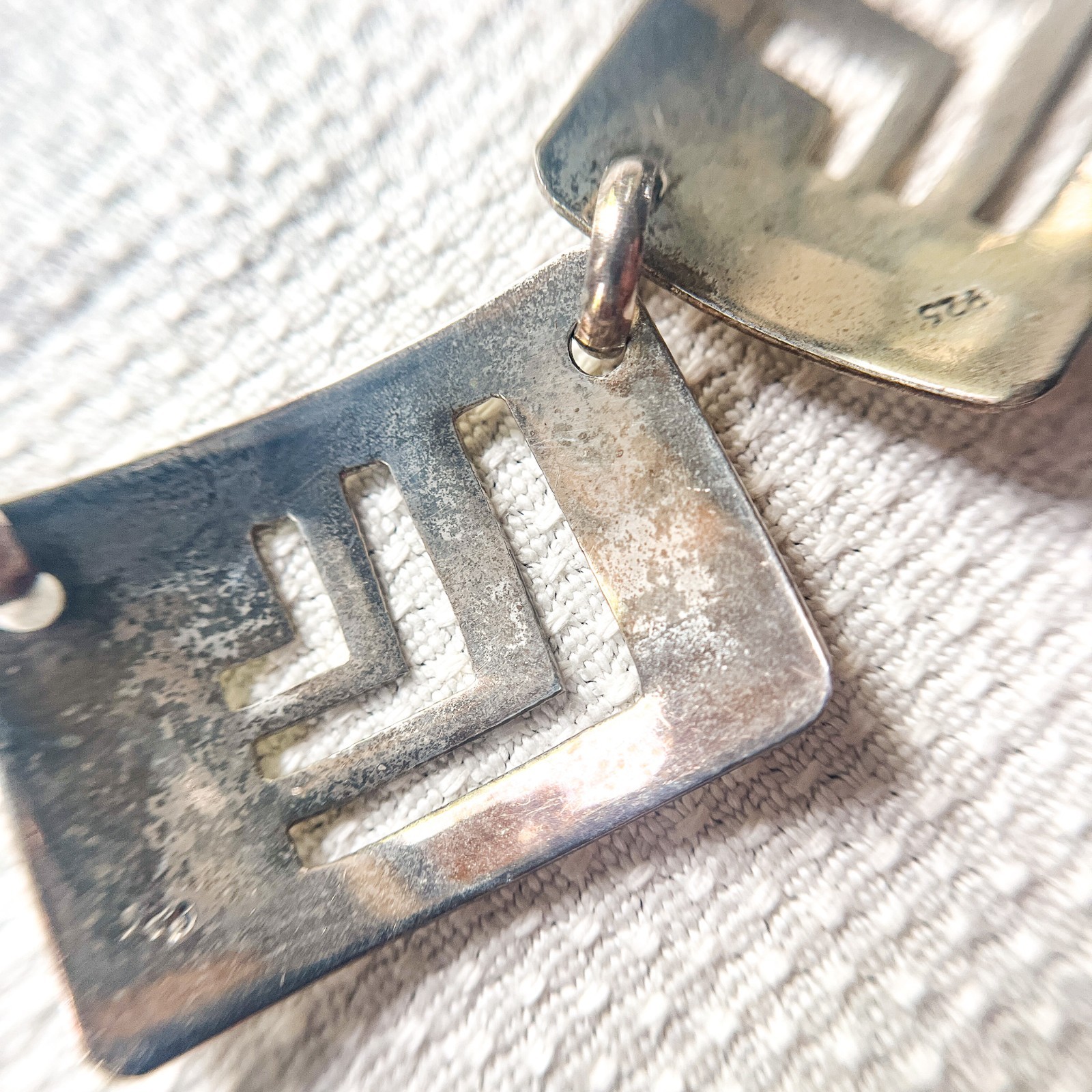 Vintage Modernist Sterling Silver Geometric Necklace Artisan Studio 22 Grams 925