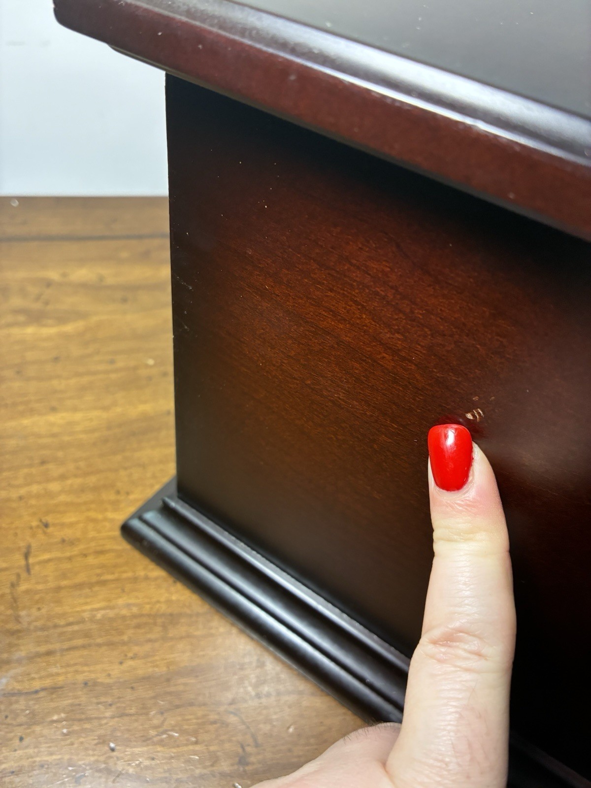 Vintage Bombay Co Large Mahogany Wooden Keepsake Jewelry Box Brass Picture Frame