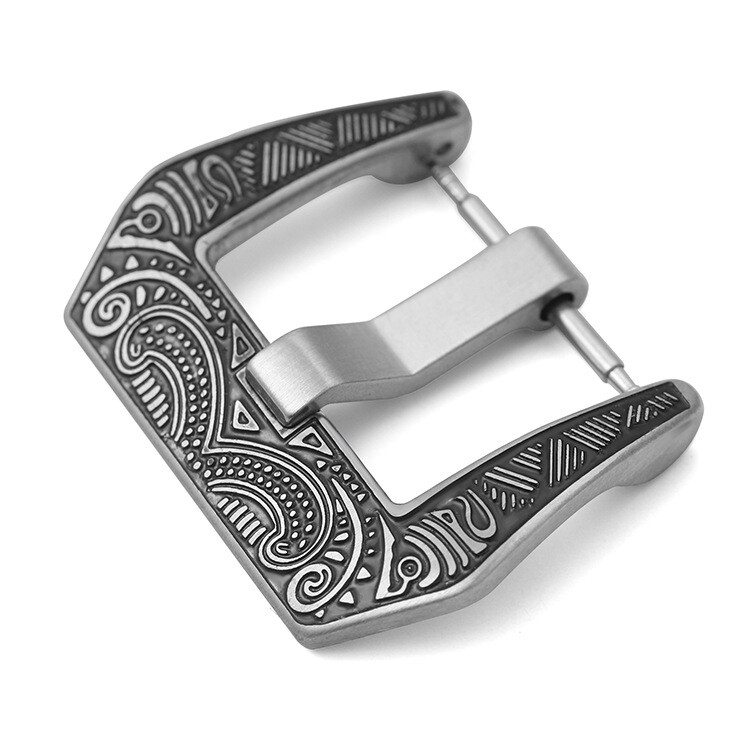 Engraved Brushed Stainless Steel Large Buckle Clasp Tang 18mm,20mm,22mm,24mm