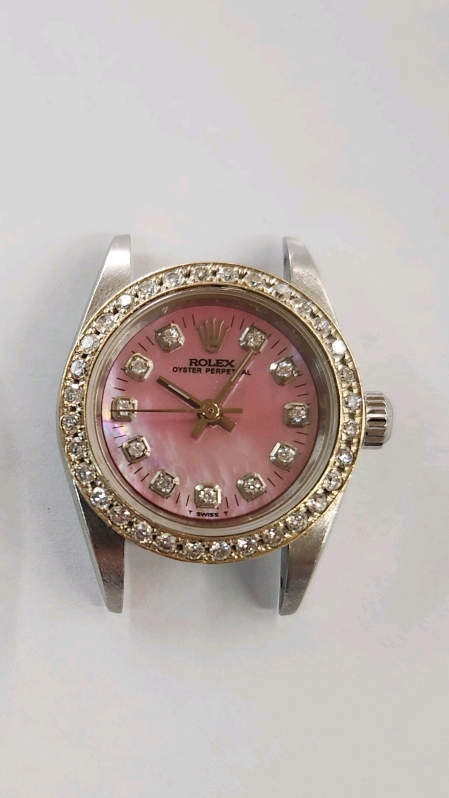 2000 Rolex Oyster Perpetual 76030 Ladies Watch 24mm SS Diamond Bezel