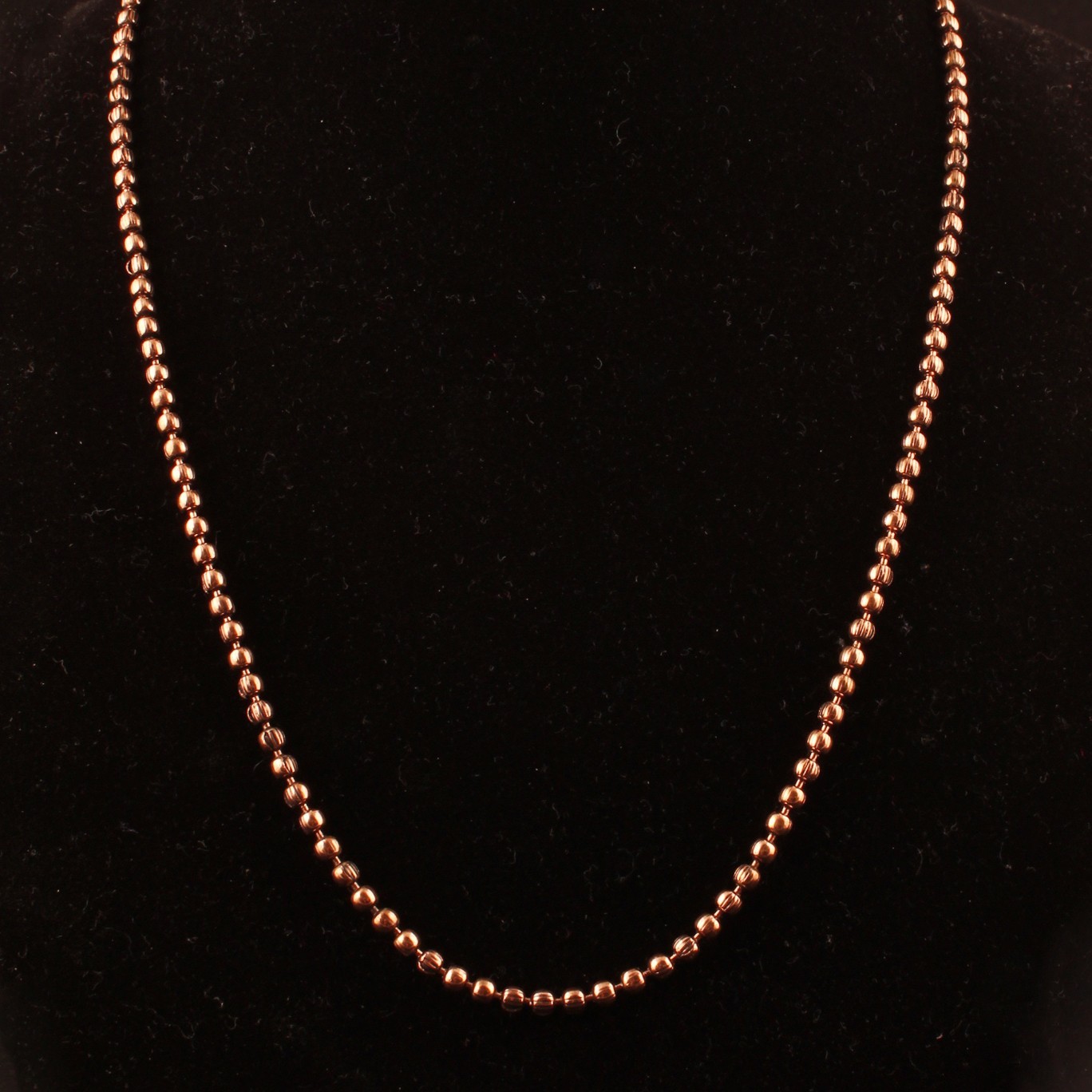 Pure Copper Beaded Chain Necklace for Women & Men, Handmade Round Bead Chain