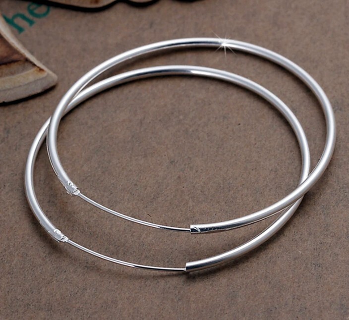 925 GENUINE SILVER *** Extra Large XXL Hoop Earrings 60mm