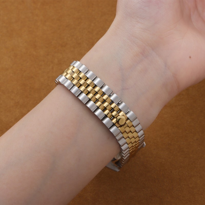 Stainless Steel Solid Watch Band Strap Arc Bracelet 13 17 20 21mm for Datejust