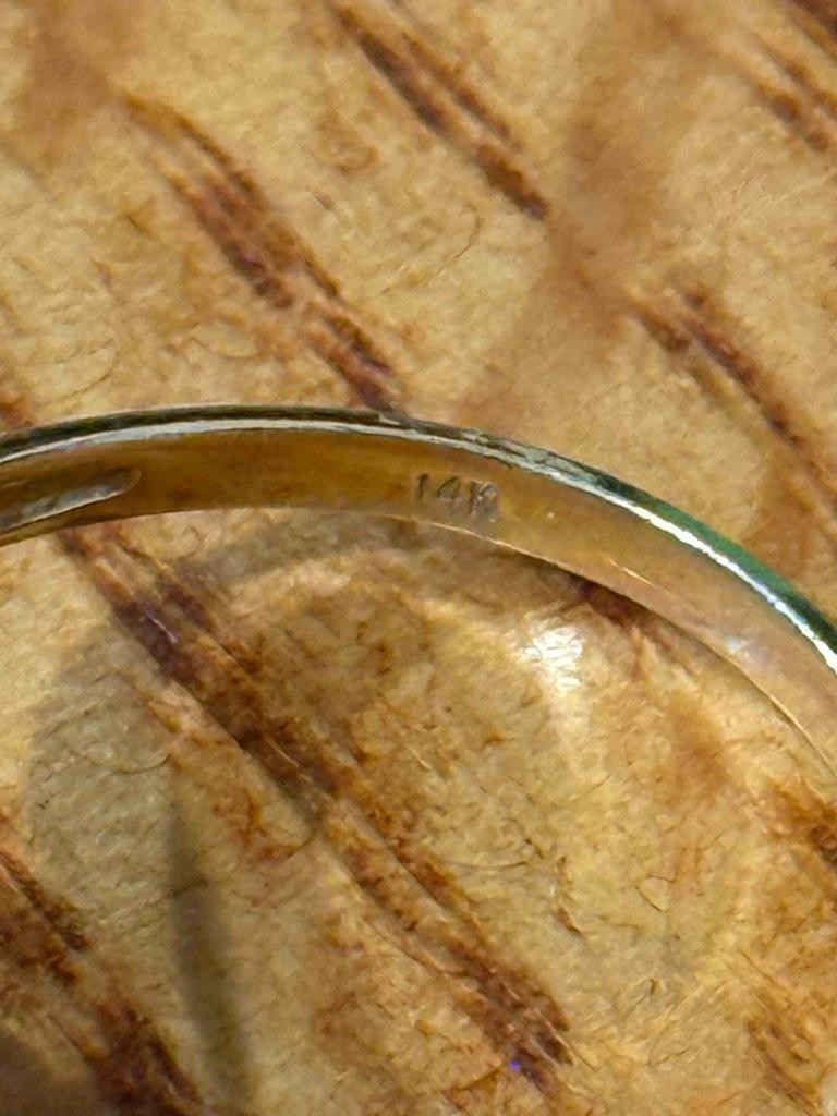 Vintage Estate 14k Yellow Gold Estate Bypass Ring – 3.0g – 8x6mm Iolite? Size 9
